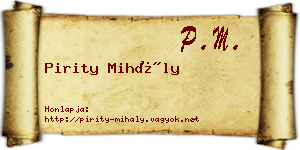 Pirity Mihály névjegykártya